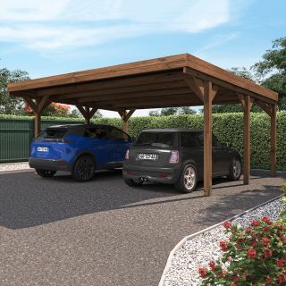 Victor Double Wooden Carport 6m x 5m Opaque Roof